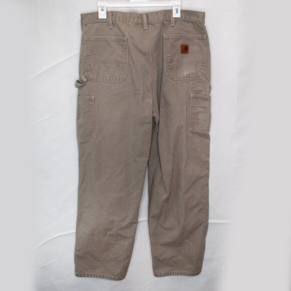 Carhartt Loose Straight Duck Dungaree Work Pants Mens 38 Beige B11 38x31 0309X - Picture 2 of 4